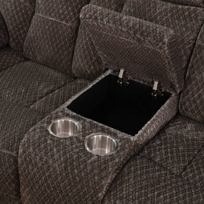 Espresso Recline Trio Fleece Living Room Recliner Intelligent 2-Piece Sofa Set