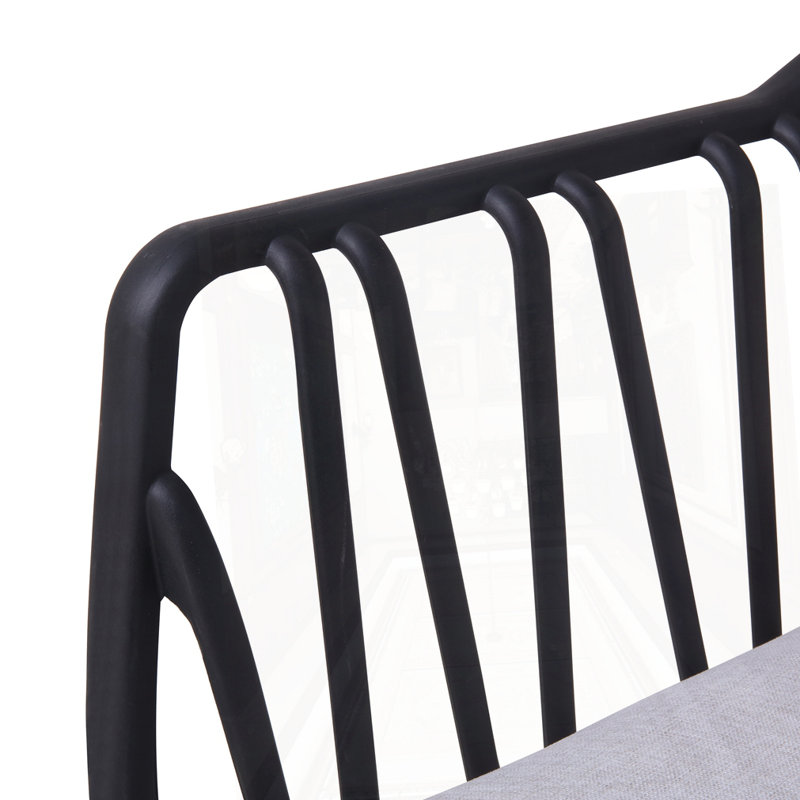 Huron Outdoor Patio PP Club Chair, White Finish With Brown Cushion, Set Of 2, Gray Cushion/Black Frame