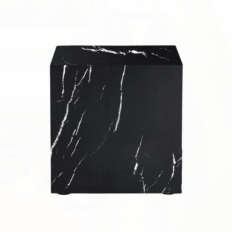 Cube Coffee Table with Black Marble Texture – 15.7" x 15.7" x 15.7"