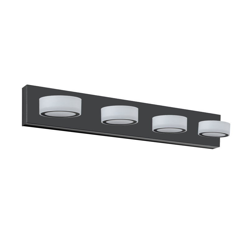  Éclairage pour meuble-lavabo 4 lumières DEL à intensité variable, barre de salle de bain noire pour salle de bain, miroir de meuble-lavabo et salon