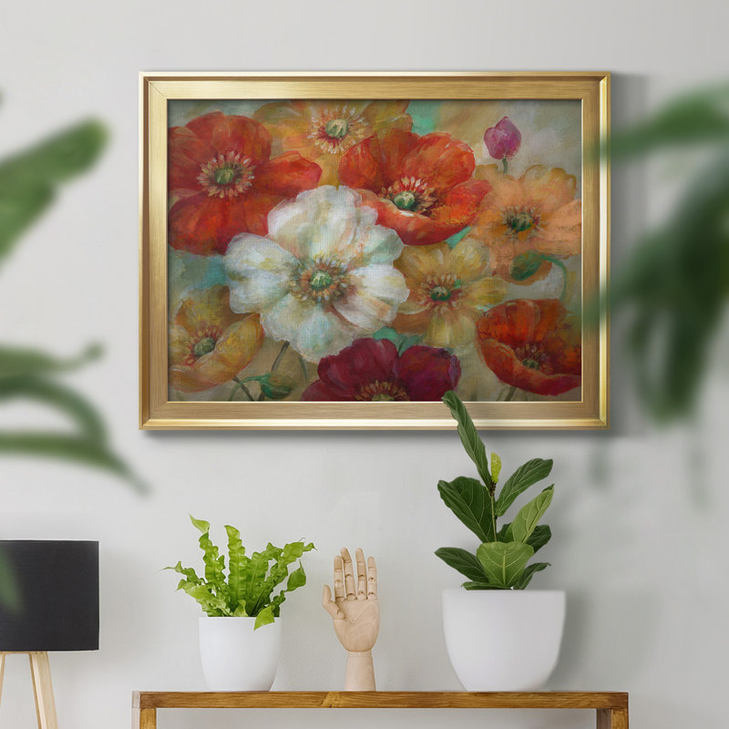 Poppycentric - Peinture sur toile encadrée, Or, H 30,5 po x l 42,5 po x P 1,5 po