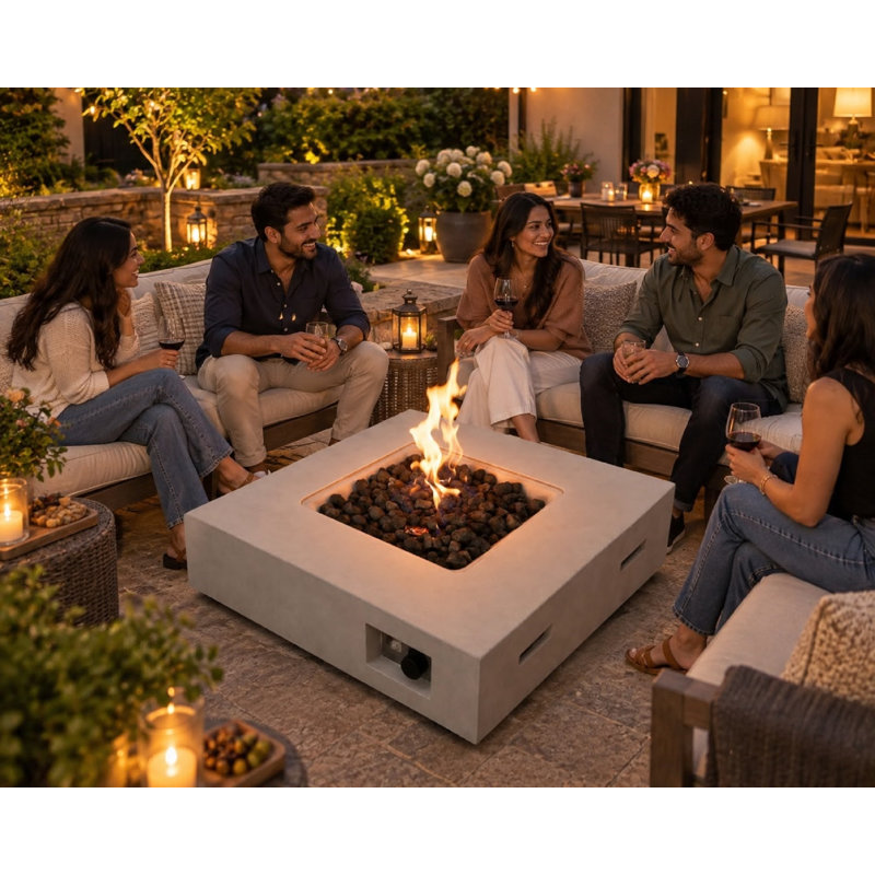 Foyer de table au propane / gaz naturel en béton renforcé de fibres Brummitt, Béton naturel