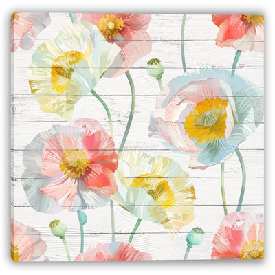 Pastel Petals - Vibrant Poppy Bloom, art mural