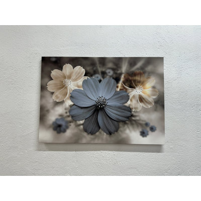 Impression sur toile moderne et moderne: élégantes fleurs bleues, décorations murales dorées 1P