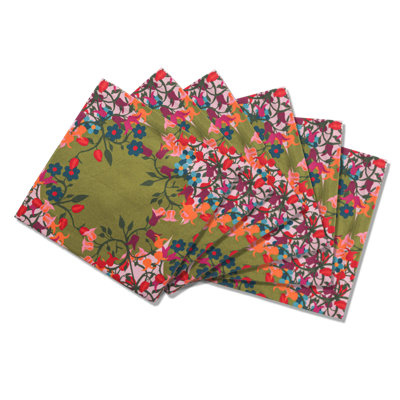 6 Napkins Blumen Green