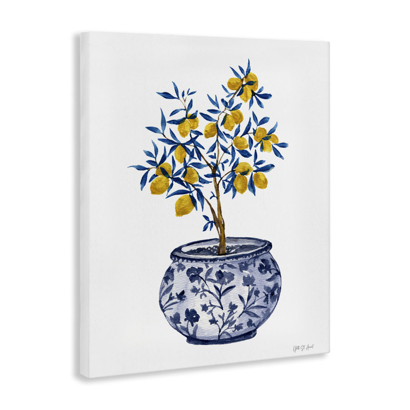 «Lemon Tree in Chinoiserie», art mural sur toile par Yvette St. Amant, H 30 po x l 24 po