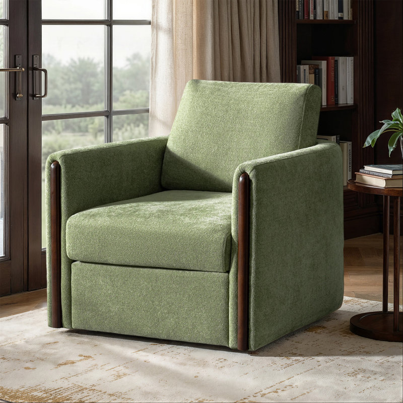 Upholstered Swivel Armchair, Moss