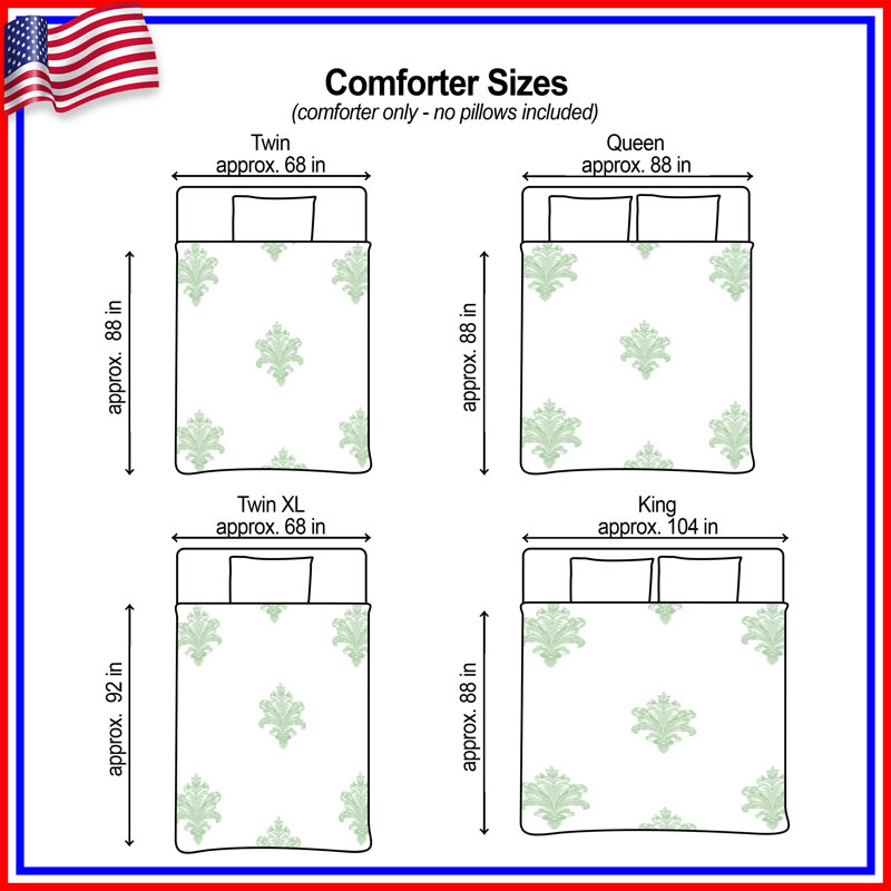 Green Damask Motif Comforter, King