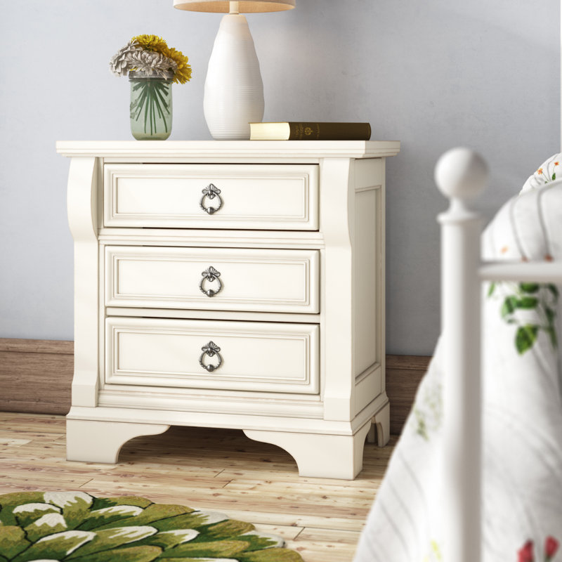 Eccleshall 3 Drawer Nightstand, Antique White