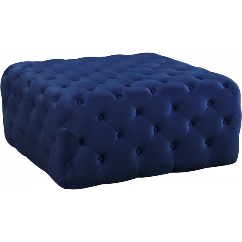 Crompton 83cm Wide Tufted Square Solid Colour Ottoman, Blue
