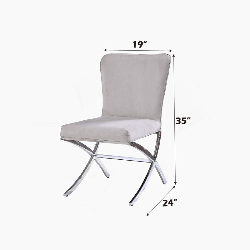 Ensemble de 2 chaises d'appoint en velours gris clair et finition chromée