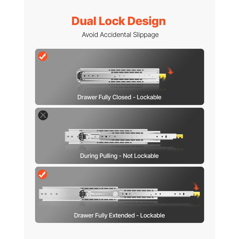 1 Pair 18-60 in Soft-Close Drawer Slides Ball Bearing Full Extension, 0.77" H x 31" W x 3" D