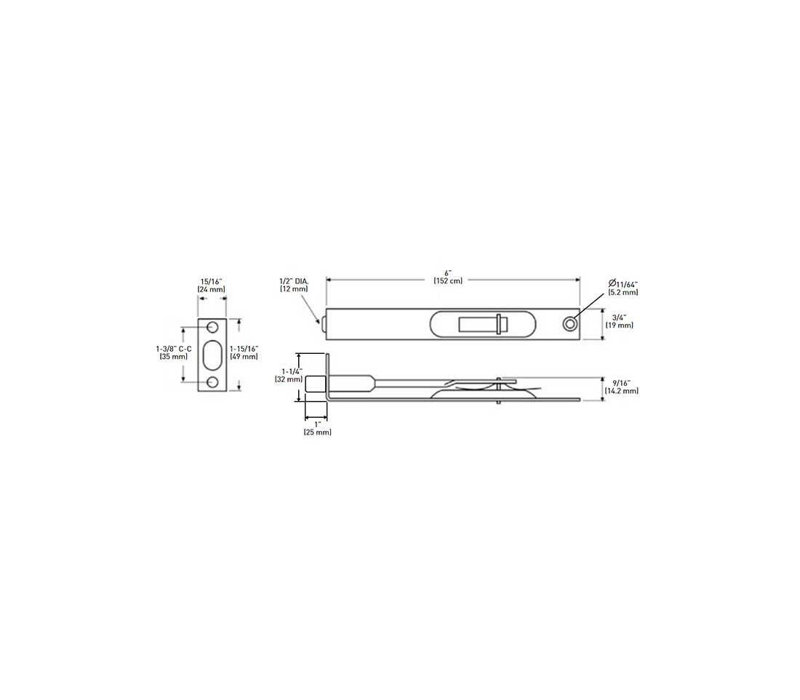 Boulon encastré d'angle à rayon de 6 po TAYMOR 25-5316ORB, finition bronze huilé