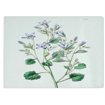 Glass Lilac Bellflowers Chopping Board