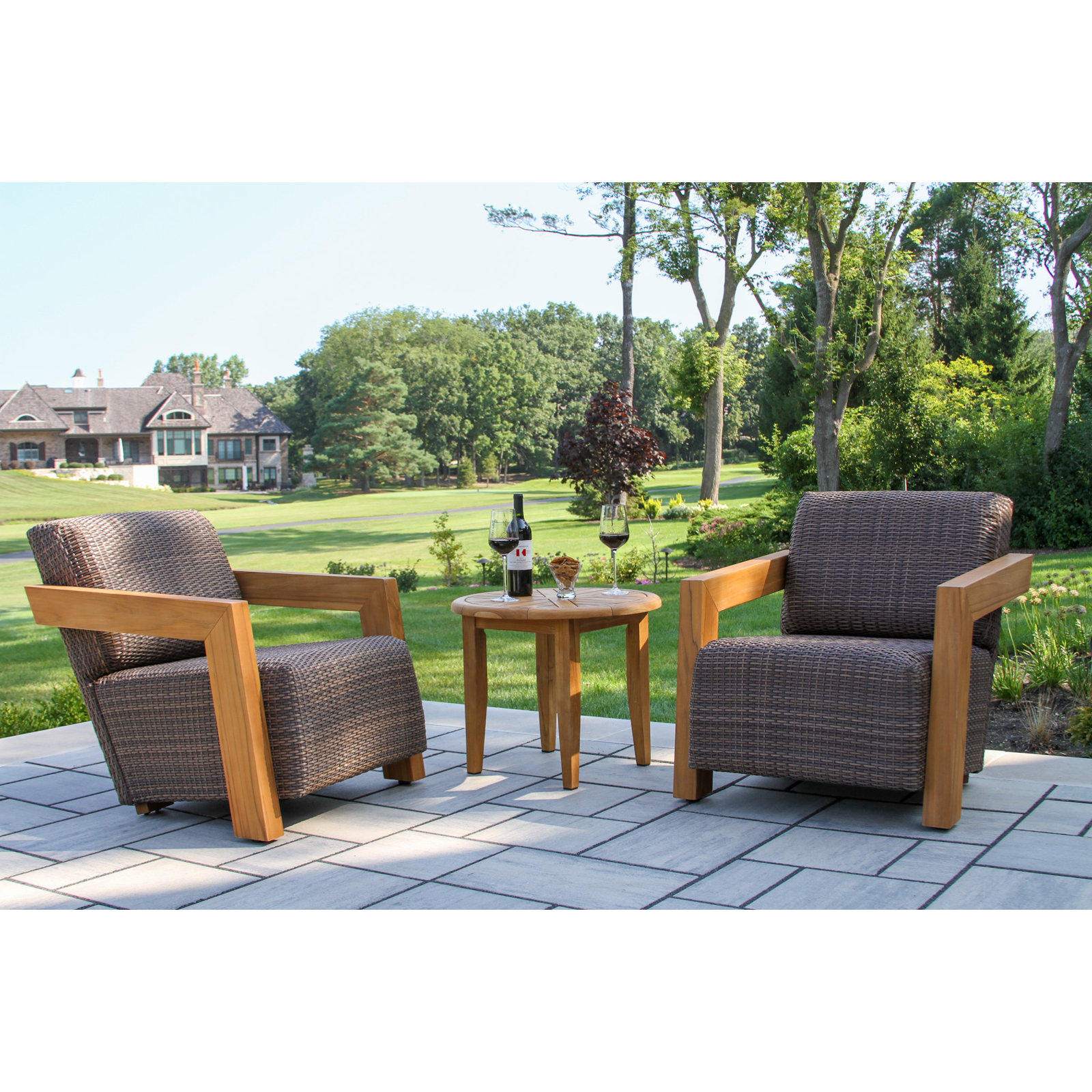 Levitt Teak & Reticulated Wicker Patio Lounge Chair