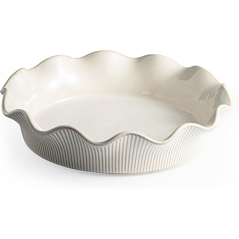 Plat à tarte profond en céramique blanc cassé antiadhésif de 11 pouces, 48 onces, 48 oz