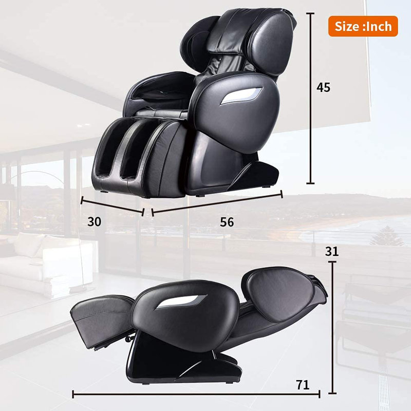 Fauteuil de massage chauffant en similicuir, Similicuir noir
