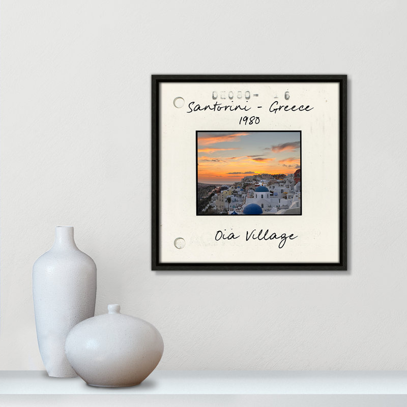 Santorini, Greece - Oia Village Print by Susan Jill, Espresso Floater Framed Canvas, 13.5" H x 13.5" W x 2" D