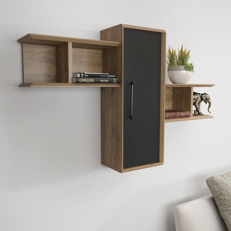 Bernhardin 4 Piece Cube Shelf, Walnut/Black