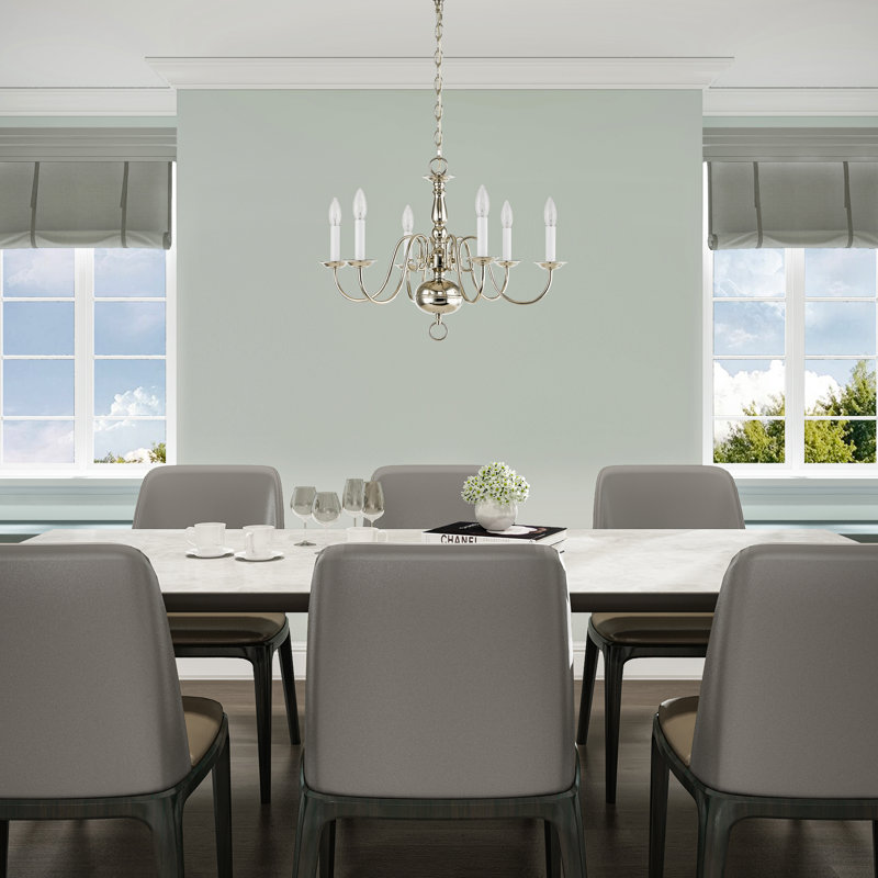 Benedetto Dimmable Chandelier, Polished Nickel, 6