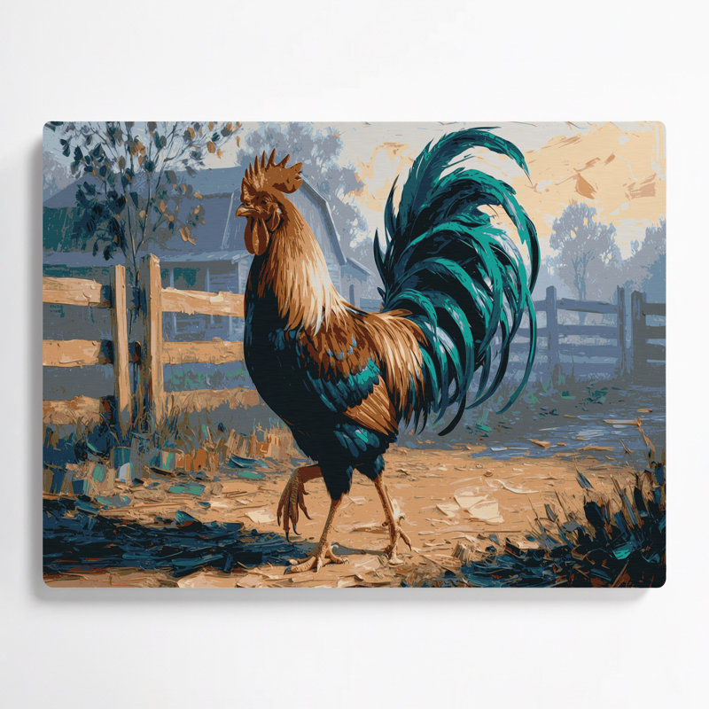 Farm Roosters, art mural gris en métal, H 11 po x l 14 po