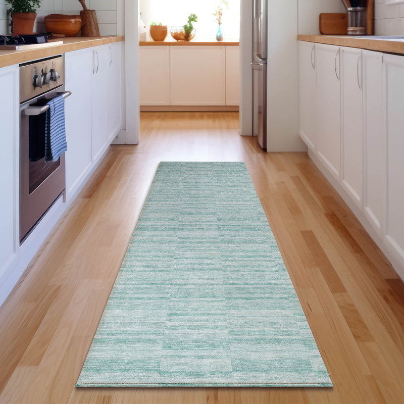 Premium Machine Washable Prisco Turquoise Rug, Runner 2'3" x 7'6"