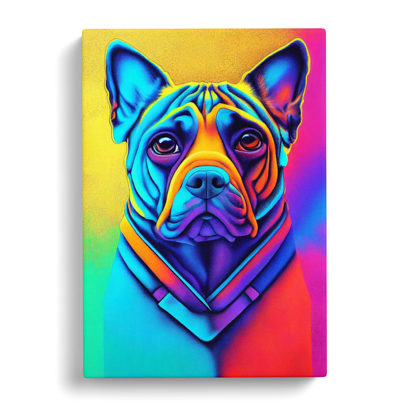 Neon Dog No.4 - Wrapped Canvas, 50cm H x 35cm W x 3cm D