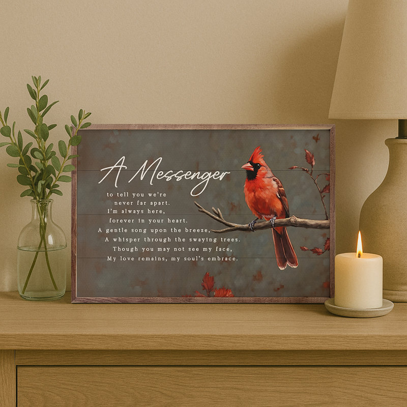 Un cardinal messager, H 24 po x l 36 po