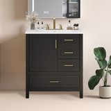 30" Bathroom Vanity With 3 Soft Close Drawers And Removable Tray