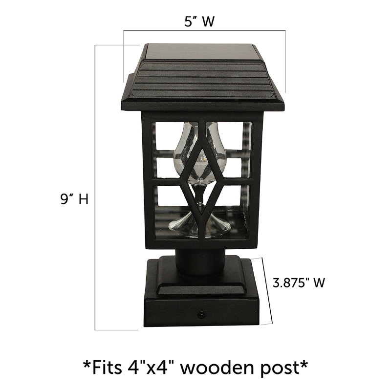 Luna II Solar Post Cap Pier Mount Light – Black 2PK