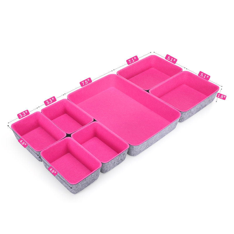2.4'' H x 7.9'' W x 10.8'' D Organizer Set, Hot Pink