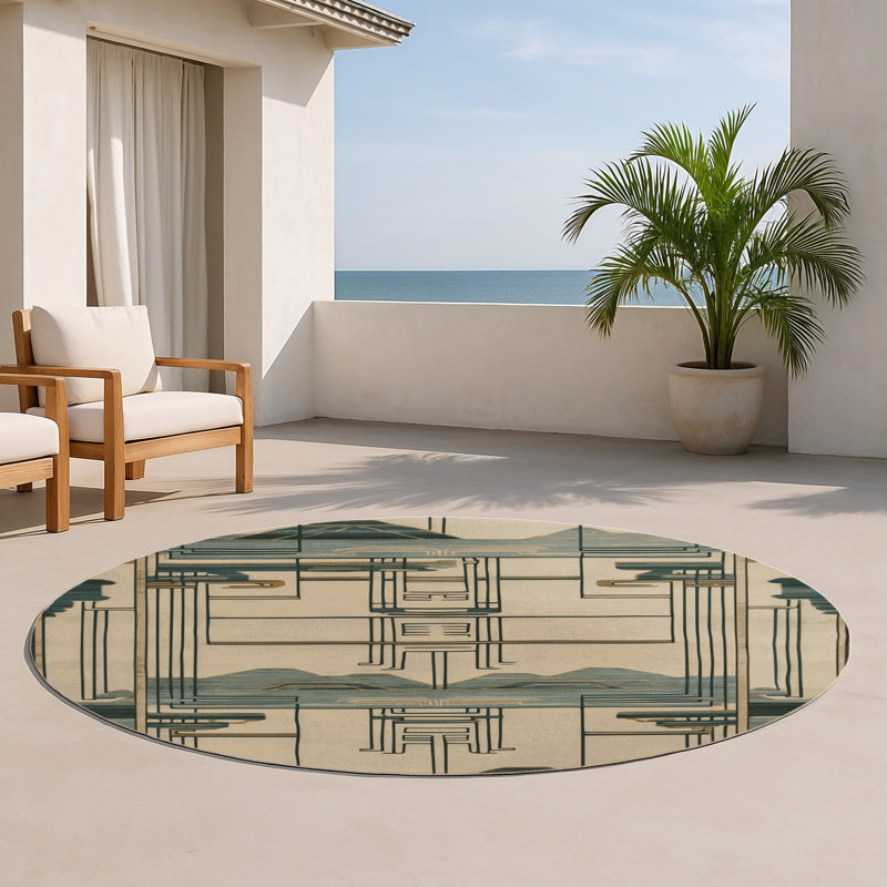 Tapis intérieur et extérieur ArtDeco, Rond 5 pi