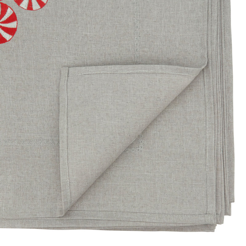 Silver Peppermint Christmas Tree Fabric Tablecloth