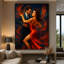 Inferno in Motion - Red Elegance Dance Portrait (Ltd. Edition) Framed Canvas Wall Art by Kasian Art Studio - Brown Frame-625782659