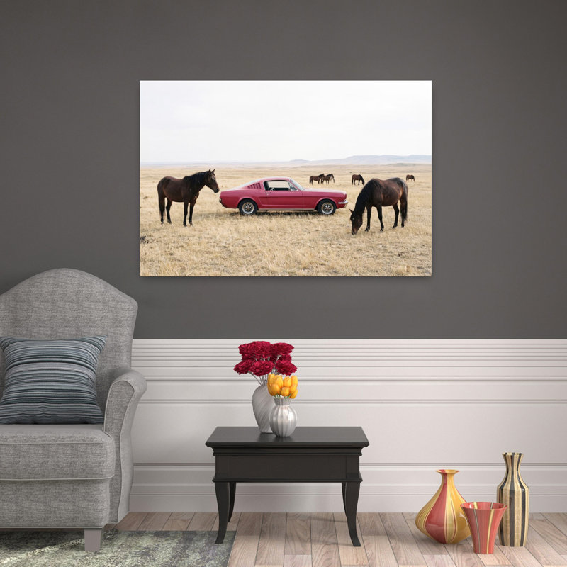 Art mural paysage de cheval sauvage classique, H 48 po x l 32 po
