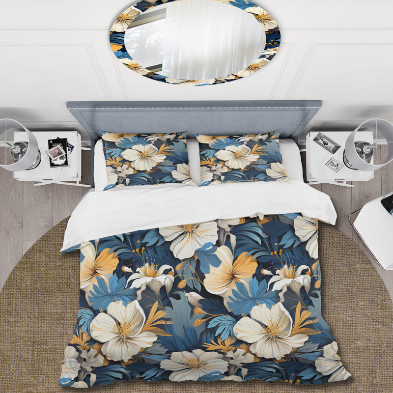 Floral Tropical Tranquility Vibes - Ensemble de housse de couette à motif floral