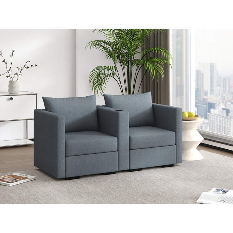Malena Modern Reception Loveseat With Built-In Cupholder Comfortable And Stylish