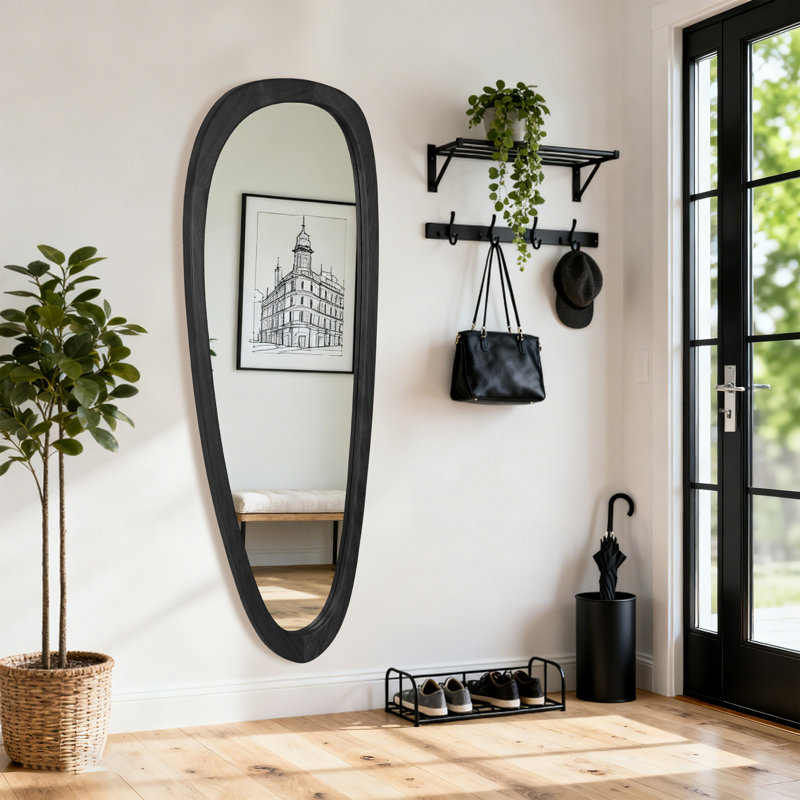 Miroir mural irrégulier, Noir, noir, noir, noir, 60 po x 21 po