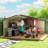 Outsunny 11' x 13' Outdoor Storage Shed, Garden Tool Metal Shed with Foundation Kit, Double Lockable Door, Air Vents and Sloping Roof, for Backyard, Patio, Lawn, Brown-98202124-98202130