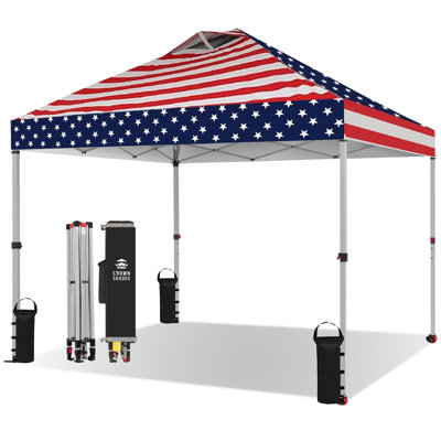 10 Ft. W x 10 Ft. D Metal Pop Up Canopy Tent with One Push Setup