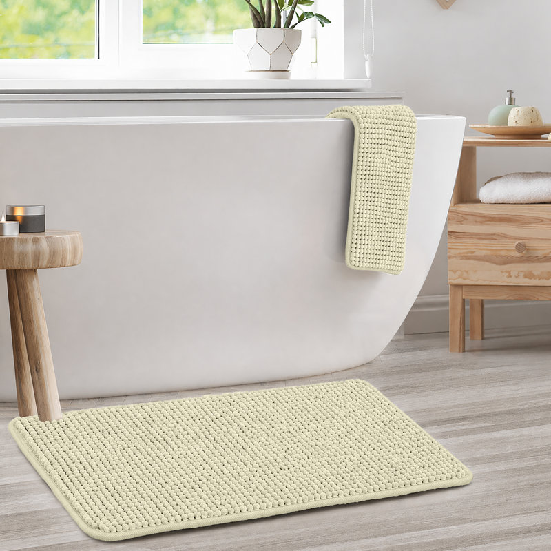 Door mat chenille nonslip for Bath and Kitchen Rug 60x90, CREAM