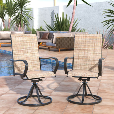 Maximilien Steel Outdoor Dining Armchair (Set Of 2) by Lark Manor