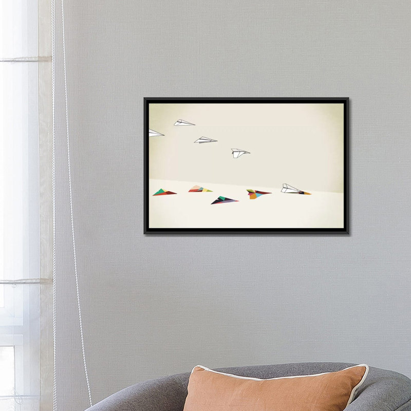 « walking shadows paper plans », impression sur toile, H 18 po x l 26 po x P 1,5 po, Toile avec cadre noir, Pas de tapis