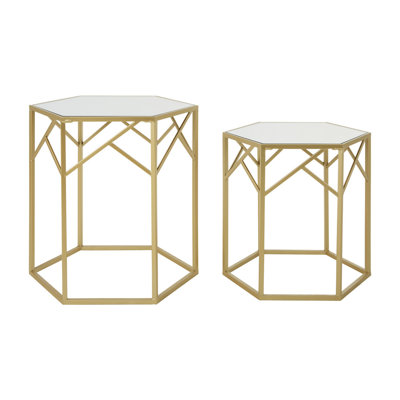 Ellenburg Glass Top Frame Nesting Tables