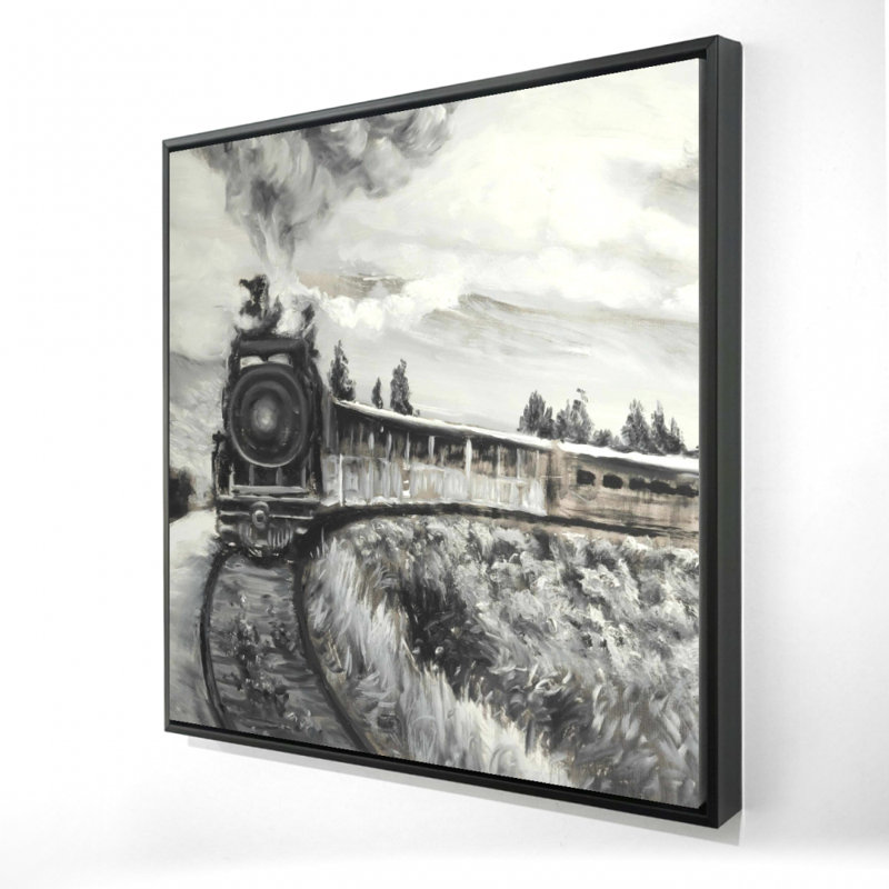 Train à vapeur - Toile encadrée beige pour la décoration intérieure