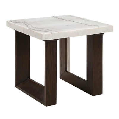 Fashionable Table With White Marble Top, Rectangular Shape, Strong Double U-Shaped Base For Home Chic Top End In Finish, Rectangular, Structure