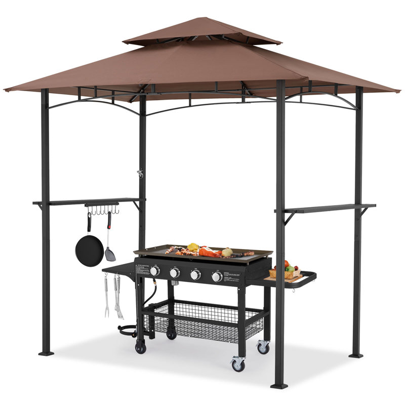 Pavillon de jardin d'extérieur 8 x 5 pi avec 2 niveaux, Brun