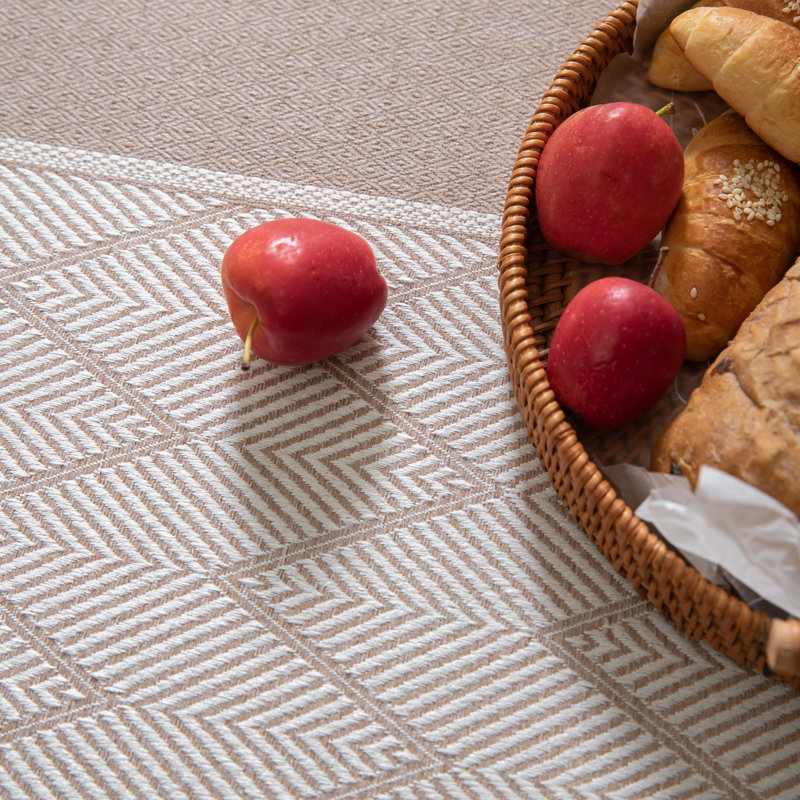 High Quality Rectangle Cotton And Linen Tablecloth With Tassels, Beige