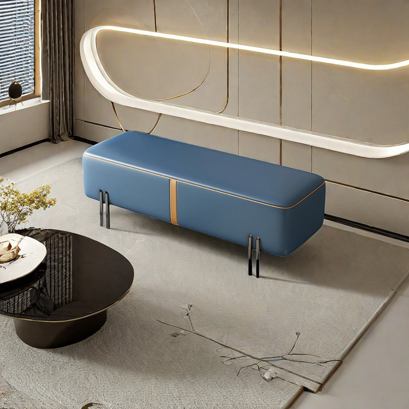 Banc de rangement Tatyona, H 16,53 po x l 59,05 po x P 17,71 po , Bleu/orange