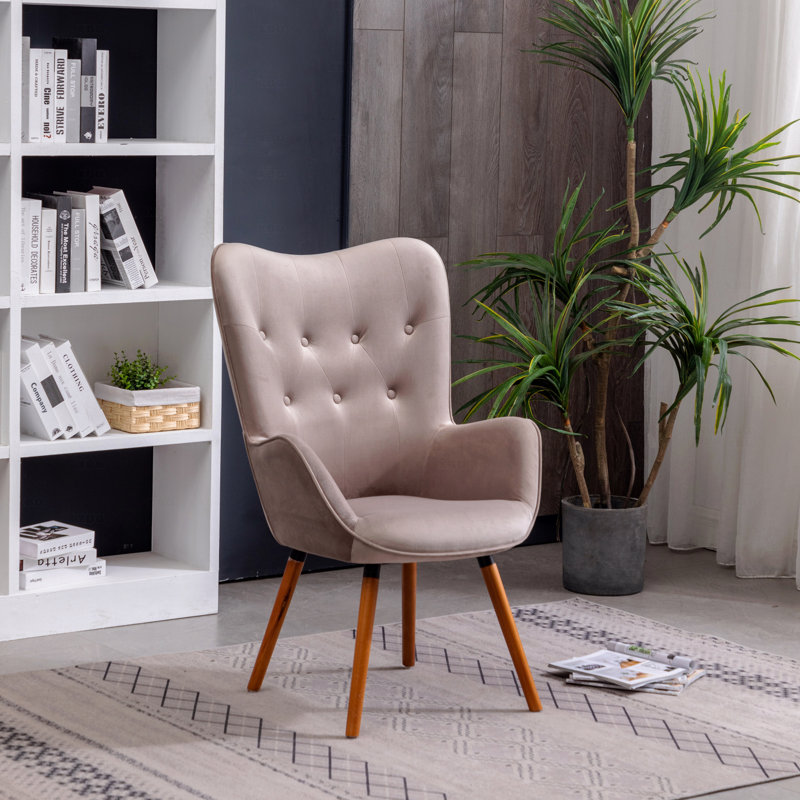 Doarnin Tufted Button Accent Chair, Single Upholstered Chair, Kitchen Dining Chair for Indoor, Chocolate Velvet